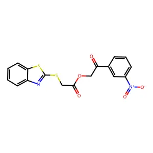 2-(3-Nitrophenyl)-2-oxoethyl 2-(benzo[d]thiazol-2-ylthio)acetate structure