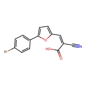 (2E)-3-[5-(4-bromophenyl)furan-2-yl]-2-cyanoprop-2-enoic acid structure