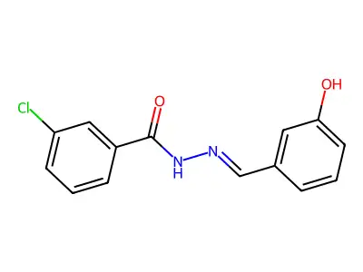 3-chloro-N-[(E)-(3-hydroxyphenyl)methylideneamino]benzamide structure