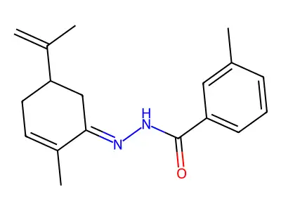 N'-(5-isopropenyl-2-methyl-2-cyclohexen-1-ylidene)-3-methylbenzohydrazide structure