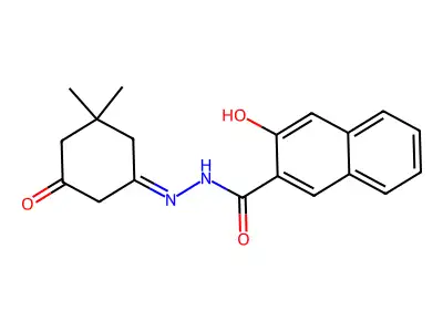 N'-(3,3-dimethyl-5-oxocyclohexylidene)-3-hydroxy-2-naphthohydrazide structure
