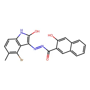 N'-(4-bromo-5-methyl-2-oxo-1,2-dihydro-3H-indol-3-ylidene)-3-hydroxy-2-naphthohydrazide structure