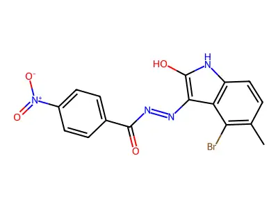 N'-(4-bromo-5-methyl-2-oxo-1,2-dihydro-3H-indol-3-ylidene)-4-nitrobenzohydrazide structure