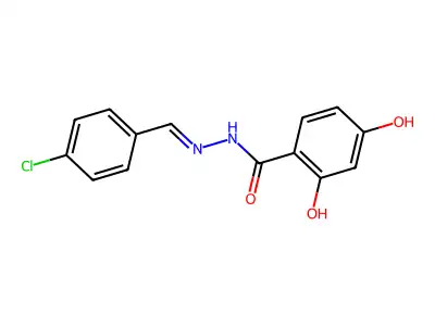 N-[(4-chlorophenyl)methylideneamino]-2,4-dihydroxybenzamide structure