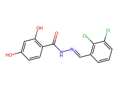 N-[(2,3-dichlorophenyl)methylideneamino]-2,4-dihydroxybenzamide structure