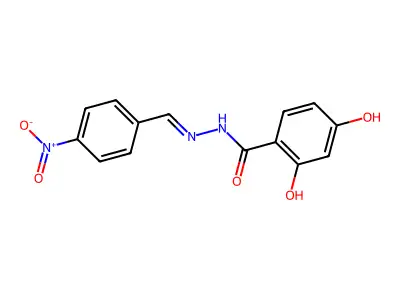 2,4-dihydroxy-N-[(4-nitrophenyl)methylideneamino]benzamide structure