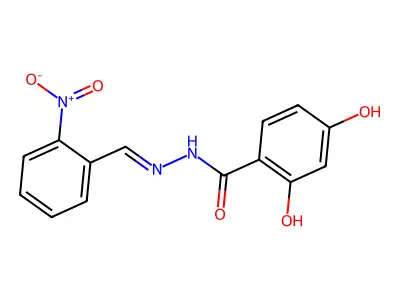 2,4-dihydroxy-N-[(2-nitrophenyl)methylideneamino]benzamide structure