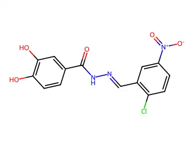 N-[(E)-(2-chloro-5-nitrophenyl)methylideneamino]-3,4-dihydroxybenzamide structure