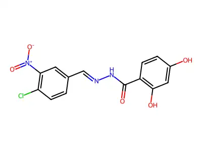 N-[(4-chloro-3-nitrophenyl)methylideneamino]-2,4-dihydroxybenzamide structure