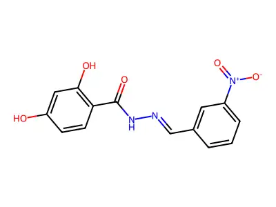 2,4-dihydroxy-N-[(3-nitrophenyl)methylideneamino]benzamide structure