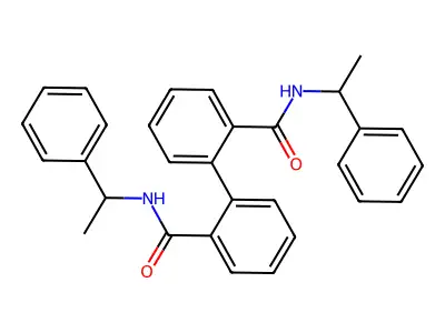 N-(1-phenylethyl)-2-[2-(1-phenylethylcarbamoyl)phenyl]benzamide structure