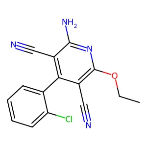 2-Amino-3,5-dicyano-4-(2-chlorophenol)-6-ethoxypyridine structure
