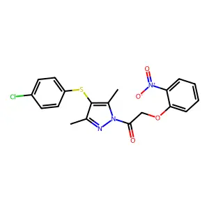 1-{4-[(4-chlorophenyl)sulfanyl]-3,5-dimethyl-1H-pyrazol-1-yl}-2-(2-nitrophenoxy)ethan-1-one structure