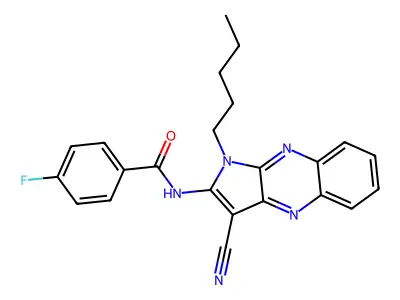 N-(3-cyano-1-pentyl-1H-pyrrolo[2,3-b]quinoxalin-2-yl)-4-fluorobenzamide structure