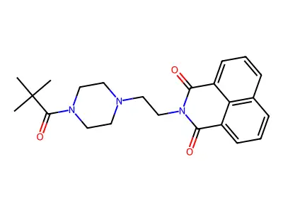 2-(2-(4-pivaloylpiperazin-1-yl)ethyl)-1H-benzo[de]isoquinoline-1,3(2H)-dione structure