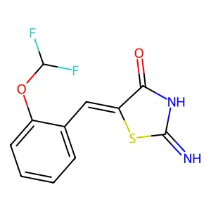 2-Amino-5-[[2-(difluoromethoxy)phenyl]methylidene]-1,3-thiazol-4-one structure