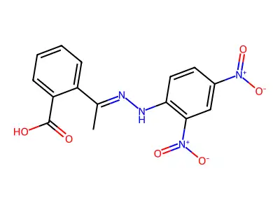 2-[N-(2,4-dinitroanilino)-C-methylcarbonimidoyl]benzoic acid structure