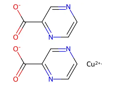 Copper(2+) dipyrazine-2-carboxylate structure