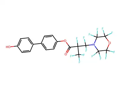 4'-Hydroxy[1,1'-biphenyl]-4-yl 2-[perfluoro-4-morpholinylmethyl]-perfluoropropanoate structure
