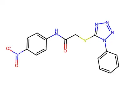 N-(4-nitrophenyl)-2-(1-phenyltetrazol-5-yl)sulfanylacetamide structure