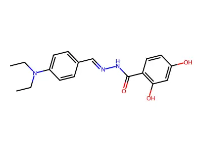 N-[(E)-[4-(diethylamino)phenyl]methylideneamino]-2,4-dihydroxybenzamide structure