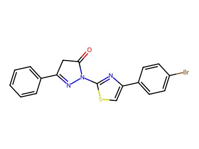 2-[4-(4-bromophenyl)-1,3-thiazol-2-yl]-5-phenyl-4H-pyrazol-3-one structure