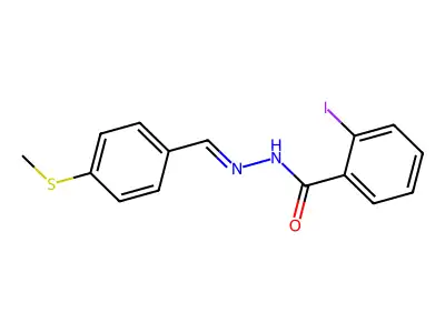 2-iodo-N-[(E)-(4-methylsulfanylphenyl)methylideneamino]benzamide structure