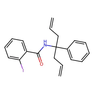 2-iodo-N-(4-phenylhepta-1,6-dien-4-yl)benzamide structure