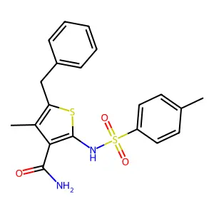 5-Benzyl-4-methyl-2-[(4-methylphenyl)sulfonylamino]thiophene-3-carboxamide structure