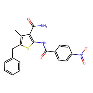 5-Benzyl-4-methyl-2-[(4-nitrobenzoyl)amino]thiophene-3-carboxamide structure