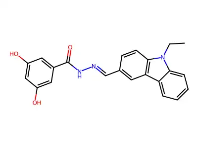 N'-[(9-ethyl-9H-carbazol-3-yl)methylene]-3,5-dihydroxybenzohydrazide structure