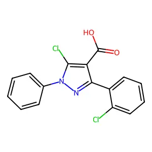 5-chloro-3-(2-chlorophenyl)-1-phenyl-1H-pyrazole-4-carboxylic acid structure
