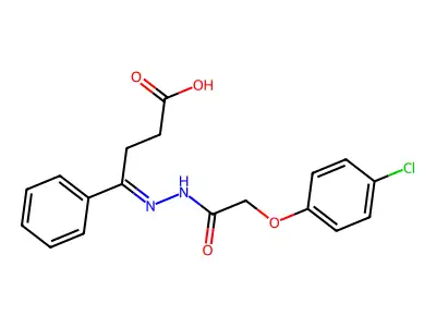 (4E)-4-{2-[(4-chlorophenoxy)acetyl]hydrazinylidene}-4-phenylbutanoic acid structure