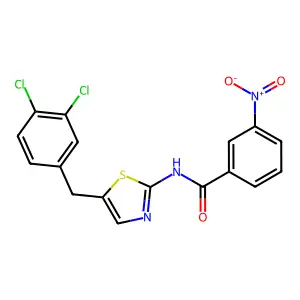 N-[5-[(3,4-dichlorophenyl)methyl]-1,3-thiazol-2-yl]-3-nitrobenzamide structure