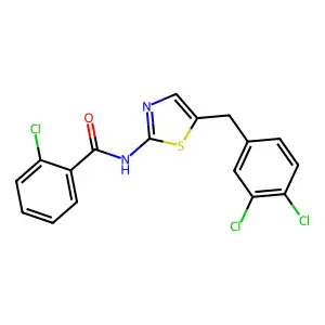 2-chloro-N-[5-(3,4-dichlorobenzyl)-1,3-thiazol-2-yl]benzamide structure