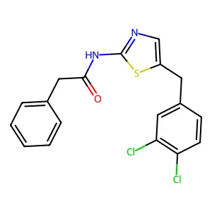 N-[5-[(3,4-dichlorophenyl)methyl]-1,3-thiazol-2-yl]-2-phenylacetamide structure