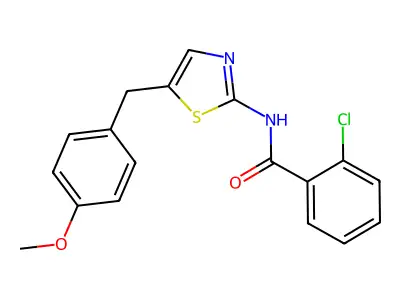 2-chloro-N-{5-[(4-methoxyphenyl)methyl]-1,3-thiazol-2-yl}benzamide structure