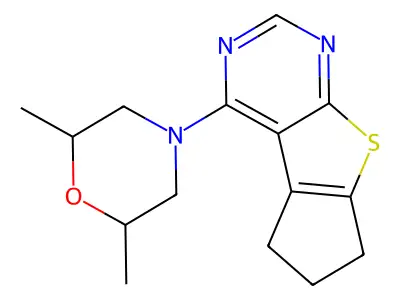 4-(2,6-dimethylmorpholin-4-yl)-6,7-dihydro-5H-cyclopenta[4,5]thieno[2,3-d]pyrimidine structure