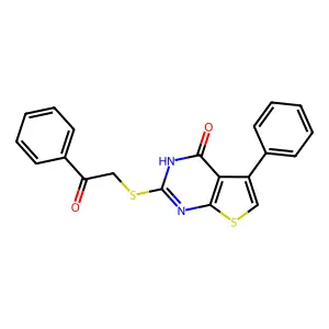 2-[(2-oxo-2-phenylethyl)sulfanyl]-5-phenyl-3H,4H-thieno[2,3-d]pyrimidin-4-one structure