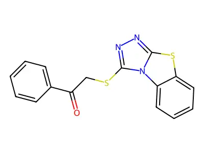 1-Phenyl-2-([1,2,4]triazolo[3,4-b][1,3]benzothiazol-3-ylsulfanyl)ethanone structure