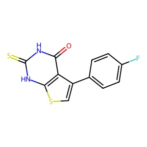 5-(4-fluorophenyl)-2-sulfanyl-3H,4H-thieno[2,3-d]pyrimidin-4-one structure