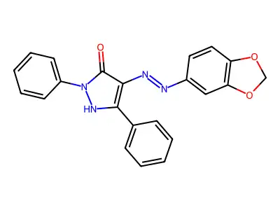 (Z)-4-(2-(benzo[d][1,3]dioxol-5-yl)hydrazono)-1,3-diphenyl-1H-pyrazol-5(4H)-one structure
