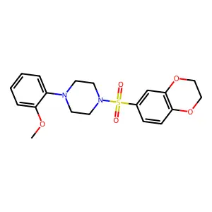 6-{[4-(2-methoxyphenyl)piperazinyl]sulfonyl}-2H,3H-benzo[e]1,4-dioxin structure