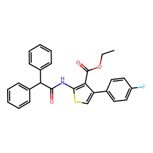 Ethyl 2-(2,2-diphenylacetamido)-4-(4-fluorophenyl)thiophene-3-carboxylate structure