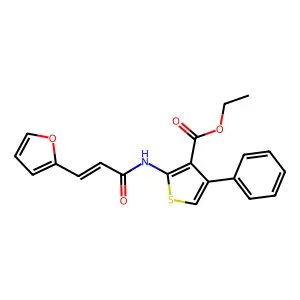 (E)-ethyl 2-(3-(furan-2-yl)acrylamido)-4-phenylthiophene-3-carboxylate structure