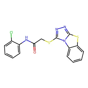 2-(benzo[4,5]thiazolo[2,3-c][1,2,4]triazol-3-ylthio)-N-(2-chlorophenyl)acetamide structure