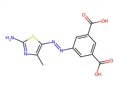 (Z)-5-(2-(2-imino-4-methylthiazol-5(2H)-ylidene)hydrazinyl)isophthalic acid structure