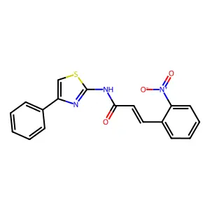 (E)-3-(2-nitrophenyl)-N-(4-phenyl-1,3-thiazol-2-yl)prop-2-enamide structure