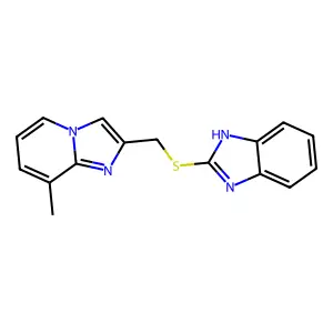 2-(((8-methylimidazo[1,2-a]pyridin-2-yl)methyl)thio)-1H-benzo[d]imidazole structure