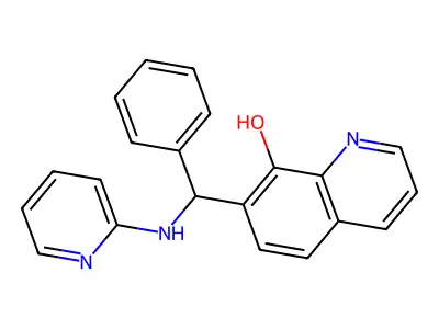 7-{Phenyl[(pyridin-2-yl)amino]methyl}quinolin-8-ol structure